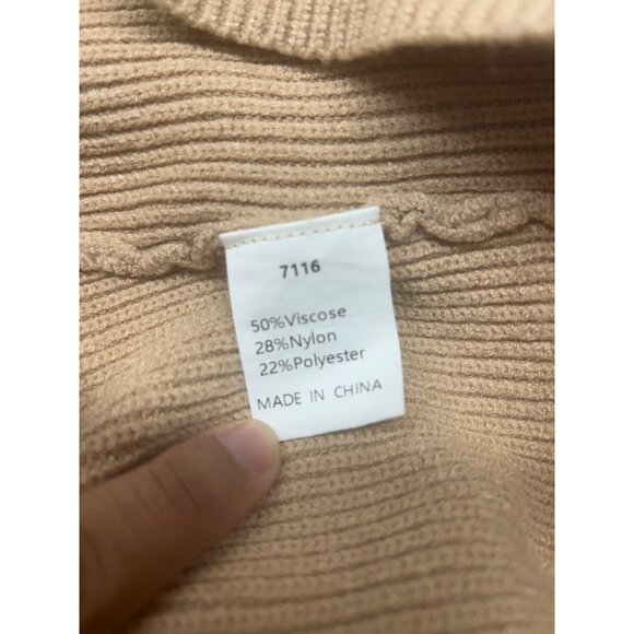 BTFBM Womens Ribbed Knit Half-Zip Sweater Large Beige - Picture 7 of 7